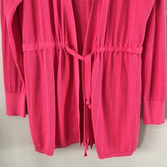 Neiman Marcus open cardigan with tie at waist long sleeves coral color size S - Picture 3 of 13